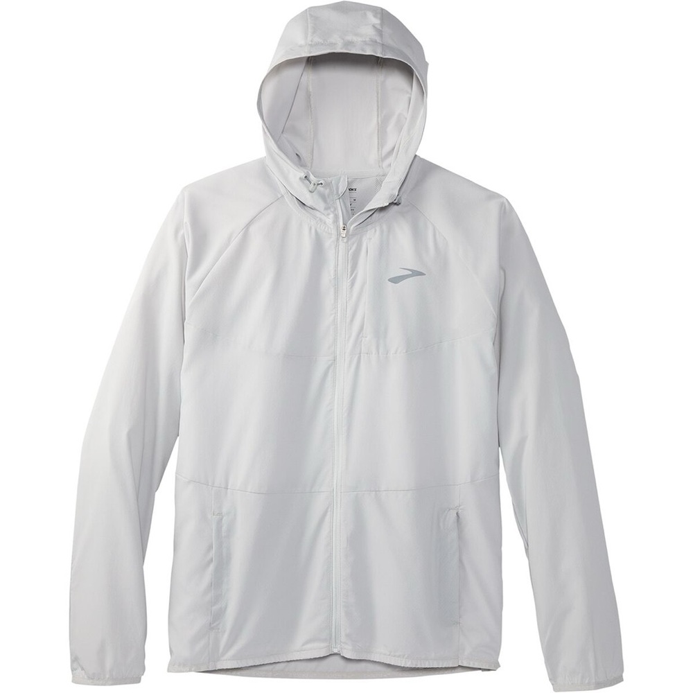 New w/o tags Brooks Men's Light Gray Hooded “Canopy” Windbreaker